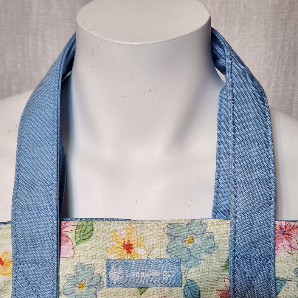 Longaberger Basket Mother's Day Blue Floral Tote Bag Multipurpose - Picture 3 of 11